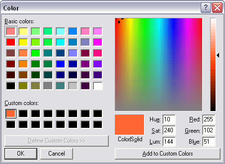 Alternative colour selection in Palette Suite