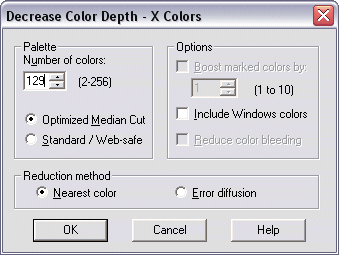 Colour reduction in Paint Shop Pro 7