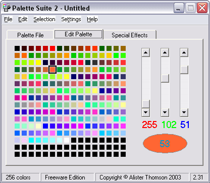 Edit Palette tab